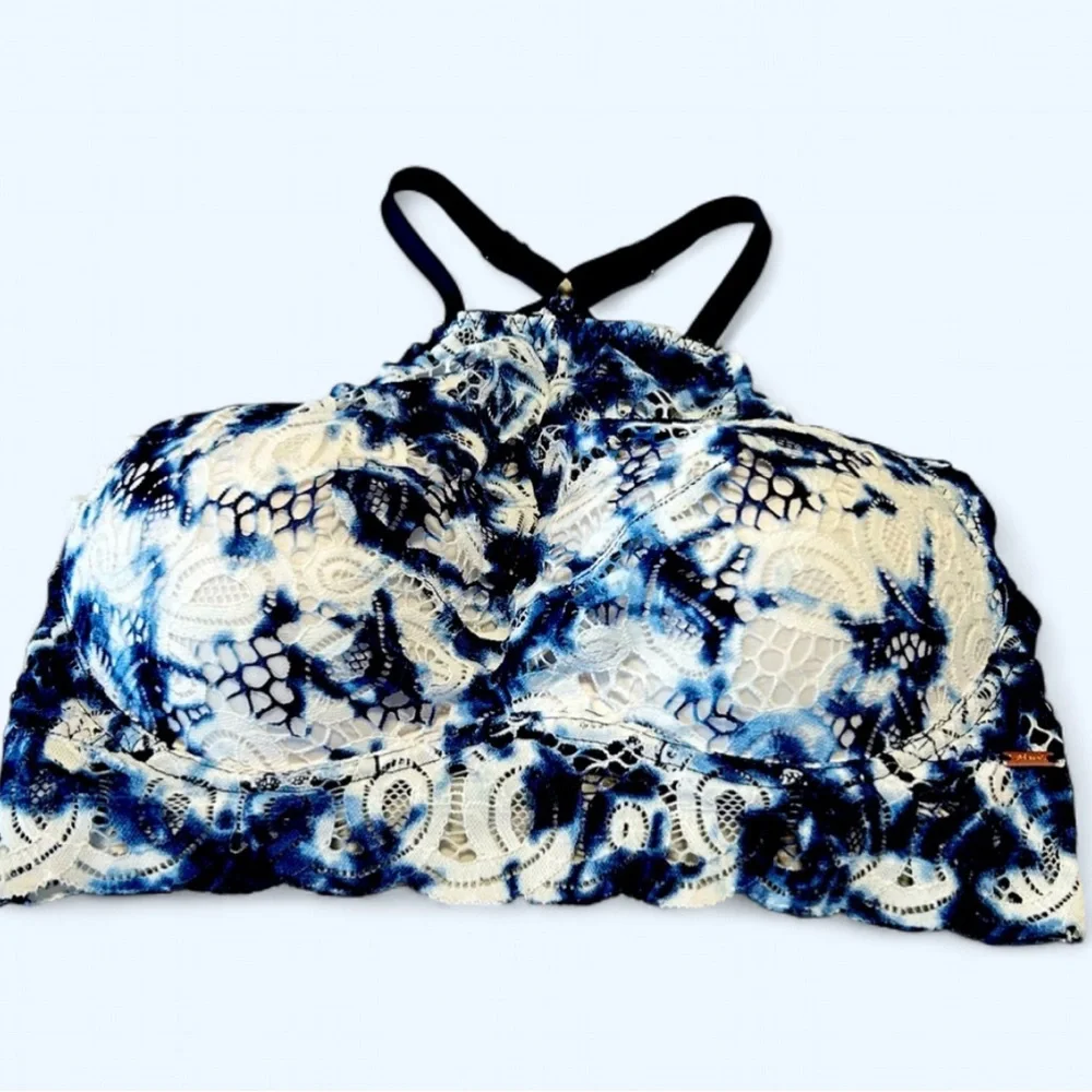 Victoria’s Secret PINK Lace Bralette M Blue Tie Dye Racerback Festival Boho NWT - Picture 2 of 9